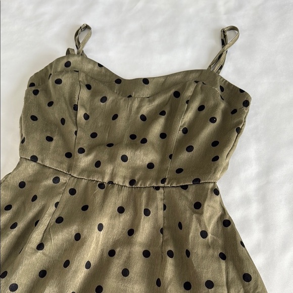 Mi Ami Olive and Black Polkadot Dress Sz SM - Picture 3 of 5